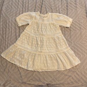 Girls Doen size 4 Light Weight White Embroidered Tiered Voile Dress